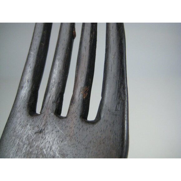 Carved Wooden Fork Spoon Salad Serving Set Tribal Home Kitchen Decor Inlay - Picture 9 of 12